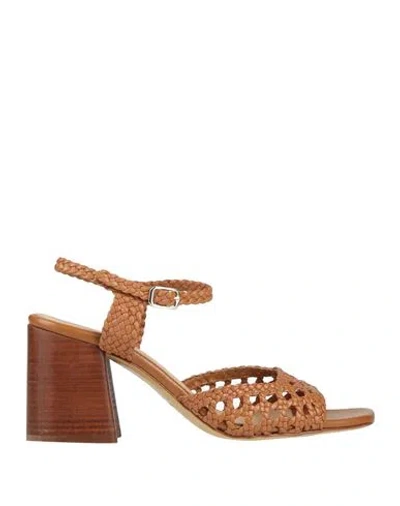 Souliers Martinez Woman Sandals Tan Size 11 Leather In Brown