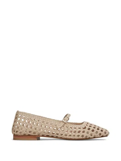 Souliers Martinez Woven Leather Ballet Flats In Neutral