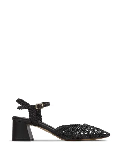 Souliers Martinez Woven Leather Pumps In Black