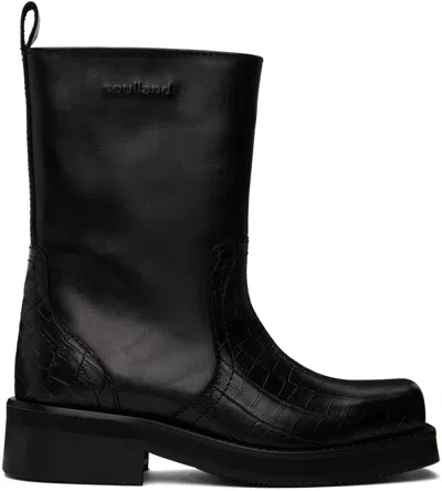 Soulland Black Delware Croco Boots