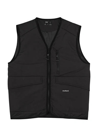 Soulland Clay Logo Shell Gilet In Black