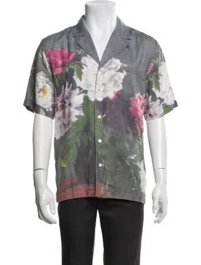 Pre-owned Soulland Floral Print Short Sleeve Shirt In Grey