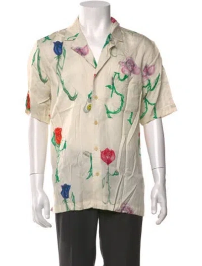 Pre-owned Soulland Floral Print Short Sleeve Shirt In Neutrals
