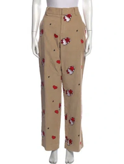 Pre-owned Soulland Graphic Print Wide Leg Pants In Neutral