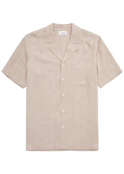 Soulland Orson Floral-jacquard Shirt In Beige