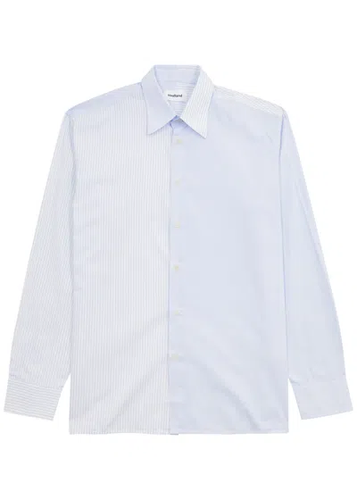 Soulland Perry Striped Cotton Shirt In Blue