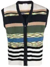 Soulland Striped Button-up Vest In Blau