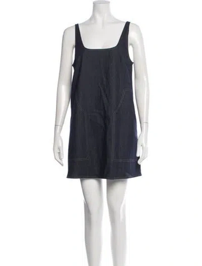 Pre-owned Soulland Square Neckline Mini Dress W/ Tags In Blue
