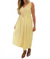 Soulofmu Glow Drawstring V-neck Maxi Dress In Yellow In Yellow