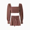 Soulofmu Linen Set In Brown In Brown