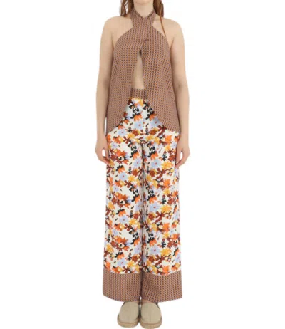 Soulofmu Retro Floral Straight Leg Pant In Geometric
