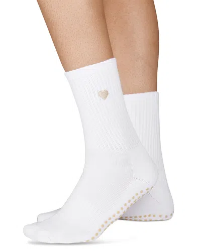 Souls. Beige Heart Grip Socks In White
