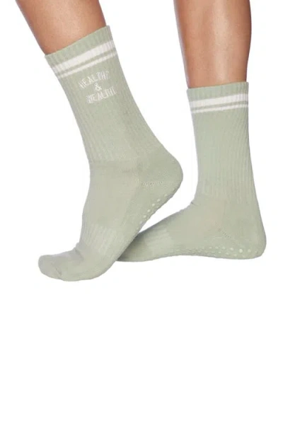 Souls. Healthy Embroidered Grip Socks In Mint