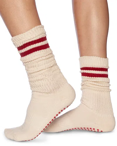 Souls. Red Stripe Cloud Grip Socks In Pink