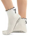 Souls. Ruffle Bow Ankle Grip Socks In White