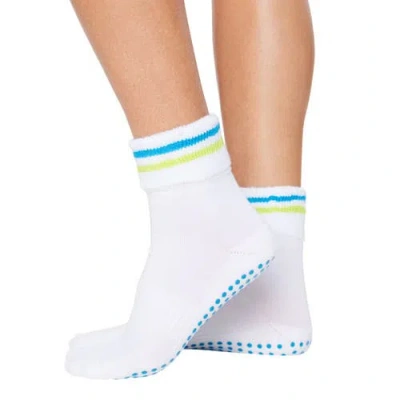 Souls. Terry Stripe Ankle Grip Socks In White