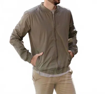 Soulstar Relaxed-fit Lightweight Stretch Zip-up Bomber Jacket In Olive In Green