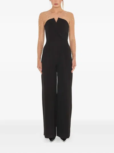 Sound Of Silence Mesh-upper Embellished Jumpsuit In Black