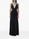 Sound Of Silence V-neck Ruched-centre Gown In Black
