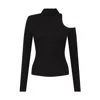 Sour Figs Women's Asymmetric One-shoulder Cutout Turtleneck Knit Top In Black In Black