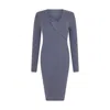 Sour Figs Women's Asymmetric Slant Band Jumper Dress In Cadet Grey In Grey