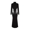 Sour Figs Women's Black / Silver Embellished Wing Detail Evening Gown In Black In Multi