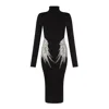 Sour Figs Women's Black / Silver Embellished Wing Detail Turtleneck Dress In Black In Black/silver