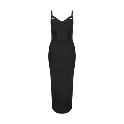 Sour Figs Women's Bustier Mesh Binding Detail Dress In Black