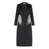Sour Figs Women's Embellished Wing Detail Wool Blend Coat In Charcoal Grey In Grey
