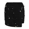 Sour Figs Women's Faux Pearl-embellished Asymmetric Wrap Skort In Black In Black