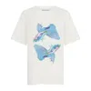 Sour Figs Women's White / Blue Betta Fish Duo Print Unisex T-shirt In White In White