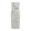 SOUR FIGS WOMEN'S FLORAL EMBELLISHED SEQUIN DRESS IN SILVER