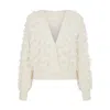 Sour Figs Women's Fringed Checkerboard Cardigan In White In White
