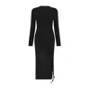 Sour Figs Women's Gathered Bra Midi Dress With Split In Black In Black