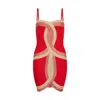 Sour Figs Women's Gold / Red Contrast Panel Bandage Mini Dress In Red And Gold In Gold/red