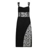 Sour Figs Women's Lace Panelled Midi Dress In Black In Black