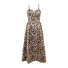 Sour Figs Women's Neutrals / Gold / Brown Leopard Print Midi Dress In Champagne In Multi