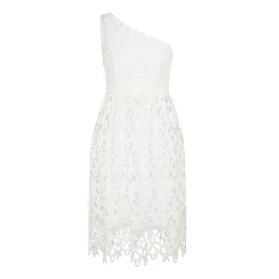 Sour Figs Women's One Shoulder Lace Dress In White