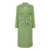 Sour Figs Women's Oversized Metallic Thread Peak-lapels Bouclé Tweed Coat In Pistachio Green In Green