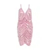 Sour Figs Women's Pink / Purple Metallic Ruched Mini Dress In Pink In Pink/purple
