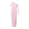 Sour Figs Women's Pink / Purple / Pink Asymmetric Rhinestone-embellished Maxi Dress In Pale Pink