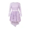 Sour Figs Women's Pink / Purple / Purple Floral Lace Satin Waistband Mini Dress In Lavender Purple
