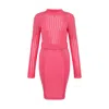 Sour Figs Women's Pink / Purple Studded Sheer Knit Mini Jumper Dress In Brink Pink In Pink/purple