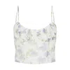 Sour Figs Women's Pink / Purple / White Floral Print Crop Singlet Top In White / Lilac In Pink/purple/white