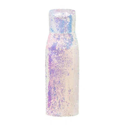 Sour Figs Women's Pink / Silver Iridescent Sequin Strapless Midi Dress In Multicolour