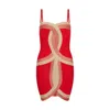 Sour Figs Women's Gold / Red Contrast Panel Bandage Mini Dress In Red And Gold In Red/gold