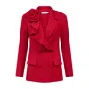 Sour Figs Women's Rose-detail Double-breasted Blazer In Vivid Burgundy Red In Red