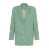 Sour Figs Women's Single Breasted Checked Tweed Blazer In Cactus Green In Green