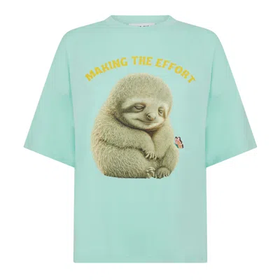 Sour Figs Women's Sloth Print Unisex T-shirt In Light Mint Green