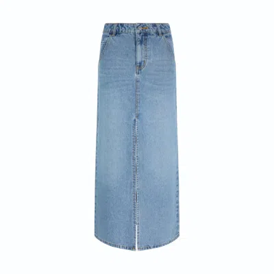Sour Figs Women's Split Maxi Denim Skirt In Blue